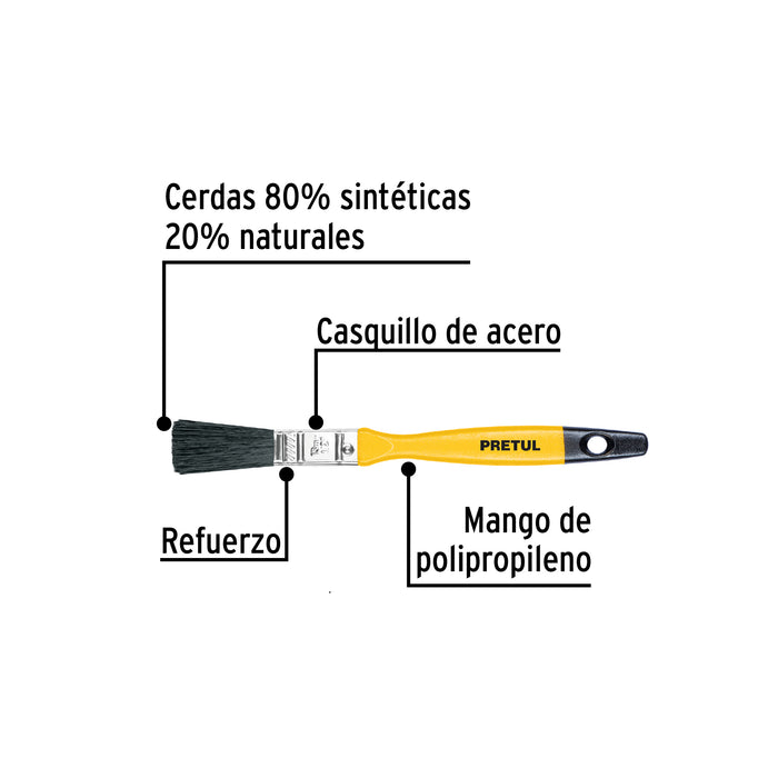Brocha uso general de 1/2' con mango de plástico, Pretul 21532