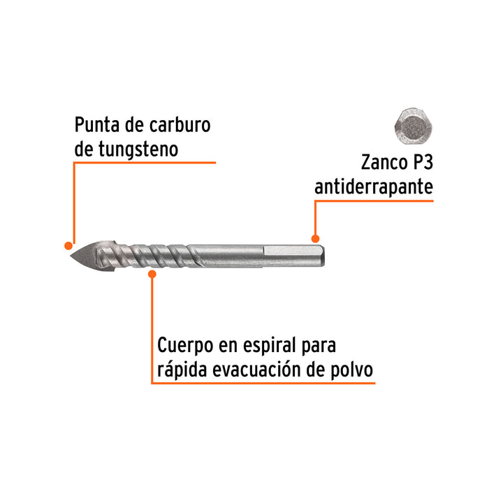 Broca para vidrio y azulejo 1/2', Truper Expert 101840