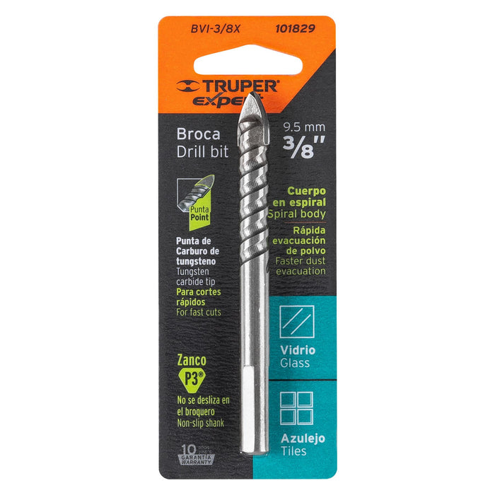 Broca para vidrio y azulejo 3/8', Truper Expert 101829