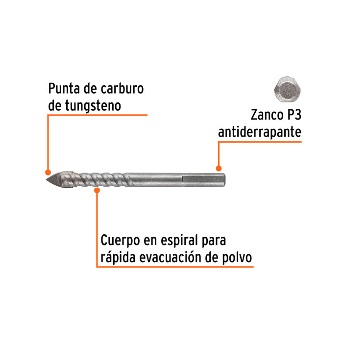 Broca para vidrio y azulejo 3/8', Truper Expert 101829