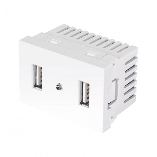 Toma con 2 puertos USB blanco de 1.5 módulos, línea Lisboa 47949 C2USB-LB