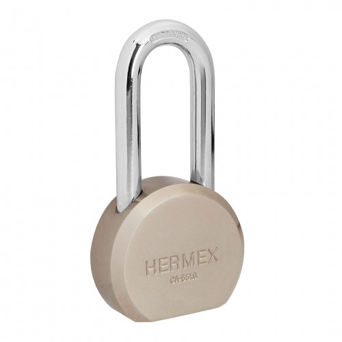 Candado redondo, 65mm, gancho largo, llave de puntos,blister 43337 CA-65LQ