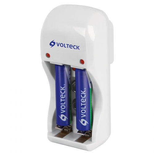 Cargador de pilas, AA, AAA y 9V incluye 2 pilas AAA, Volteck 46043 CA-RE-7