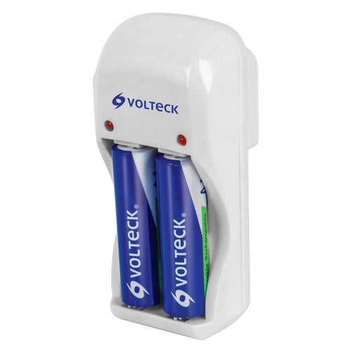 Cargador de pilas, AA, AAA y 9V, incluye 2 pilas AA, Volteck 46044 CA-RE-8