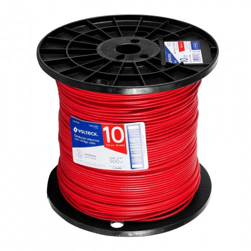 Metro de cable THHW-LS 10 AWG rojo en carrete de 500 m 40126 CAB-10R-500