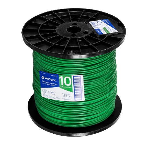 Metro de cable THHW-LS 10 AWG verde en carrete de 500 m 40122 CAB-10V-500