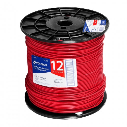 Metro de cable THHW-LS 12 AWG rojo en carrete de 500 m 40125 CAB-12R-500