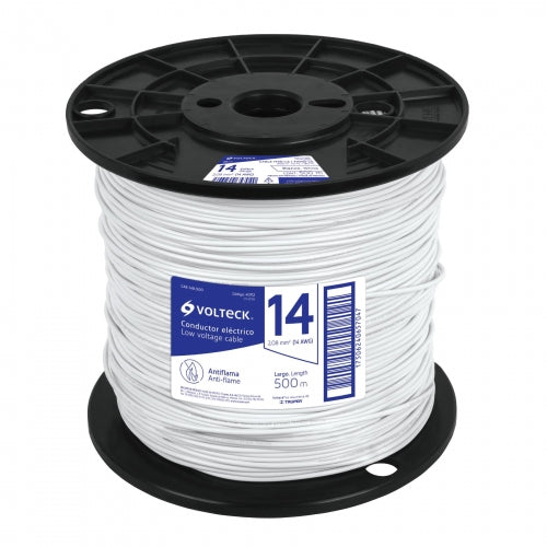 Metro de cable THHW-LS 14 AWG blanco en carrete de 500 m 40112 CAB-14B-500