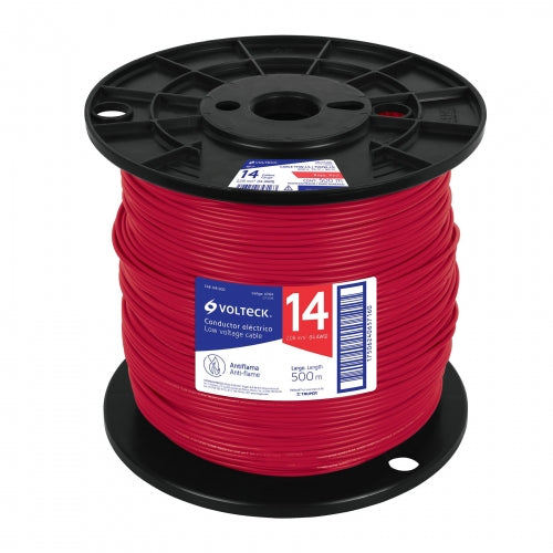 Metro de cable THHW-LS 14 AWG rojo en carrete de 500 m 40124 CAB-14R-500