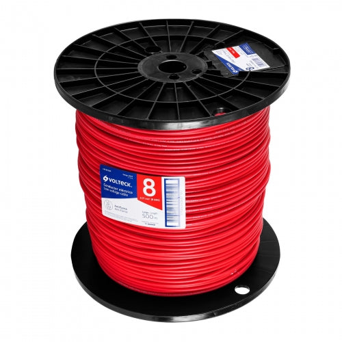 Metro de cable THHW-LS 8 AWG rojo en carrete de 500 m 40127 CAB-8R-500