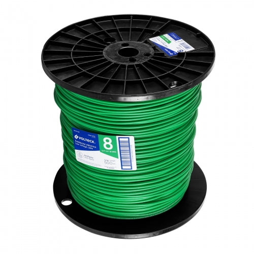 Metro de cable THHW-LS 8 AWG verde en carrete de 500 m 40123 CAB-8V-500