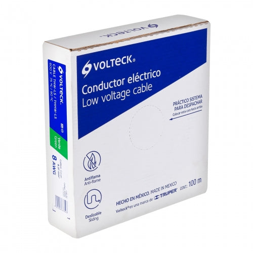 Rollo de 100 m de cable THHW-LS 8 AWG verde, Volteck 46062 CAB-8V