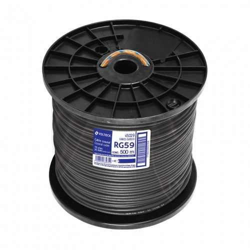 Metro de cable coaxial RG59 en carrete de 500 m, Volteck 45029 CABCO-59500
