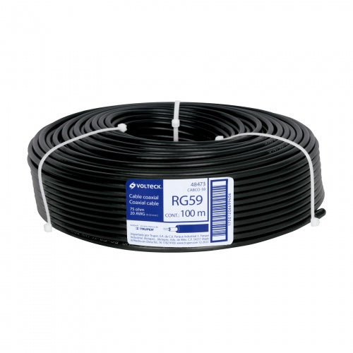 Metro de cable coaxial RG59 en rollo de 100 m, Volteck 48473 CABCO-59
