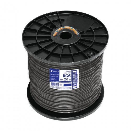 Metro de cable coaxial RG6 en carrete de 500 m, Volteck 45034 CABCO-6500