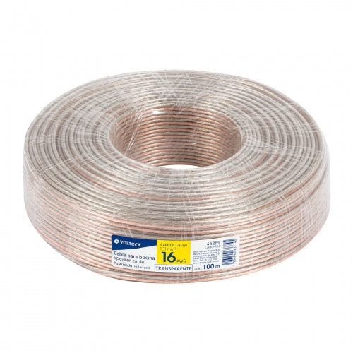 Rollo de 100 m cable polarizado transparente p/bocina 16 AWG 46269 CABO-16P
