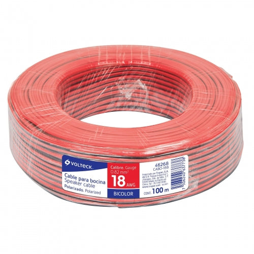 Rollo de 100 m de cable polarizado bicolor p/bocina 18 AWG 46268 CABO-18B