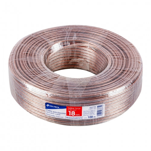 Rollo de 100 m cable polarizado transparente p/bocina 18 AWG 46270 CABO-18P