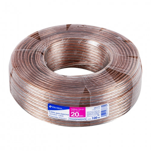 Rollo de 100 m cable polarizado transparente p/bocina 20 AWG 46271 CABO-20P