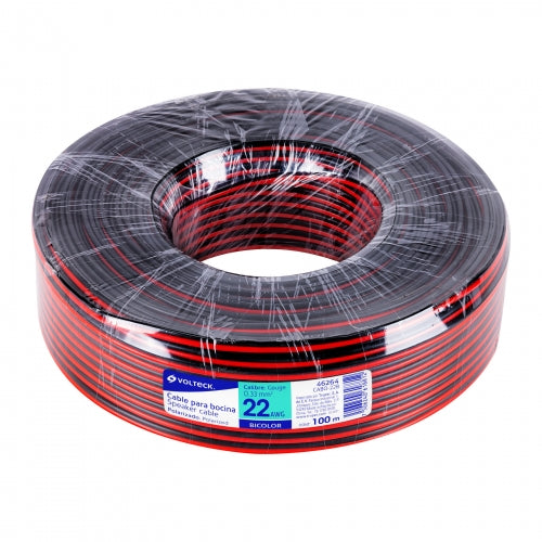 Rollo de 100 m de cable polarizado bicolor p/bocina 22 AWG 46264 CABO-22B