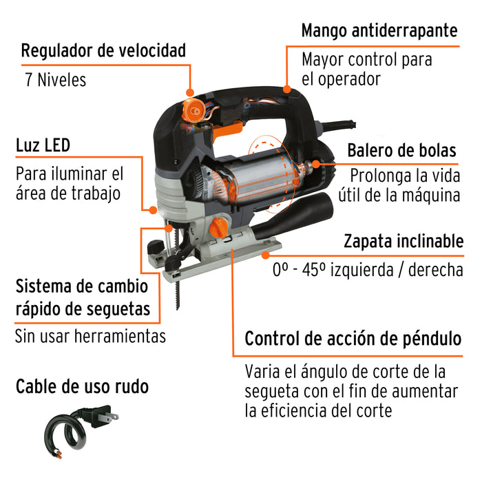 Sierra caladora 750 W 5.9 A velocidad variable, industrial 15348 CALA-NX6