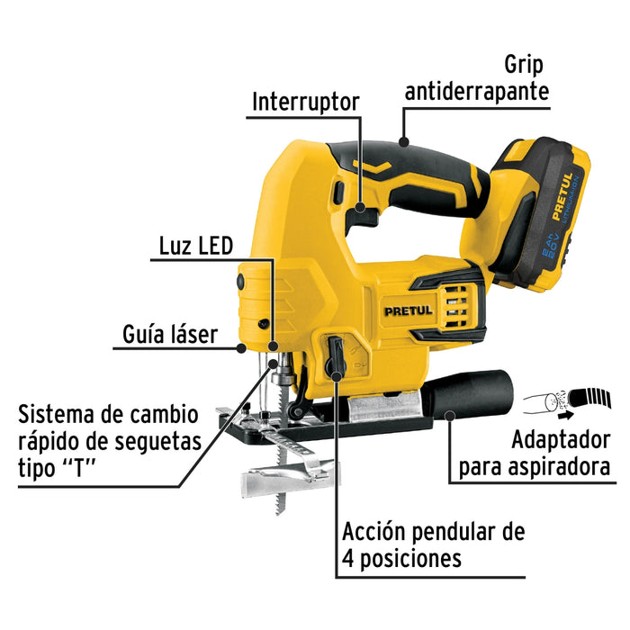 Sierra caladora inalámbrica, 20 V, Pretul 28270 CALI-20P