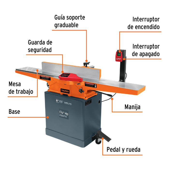 Canteadora de piso 8', 1-1/2 HP (1120 W), Truper 16288 CANT-8X