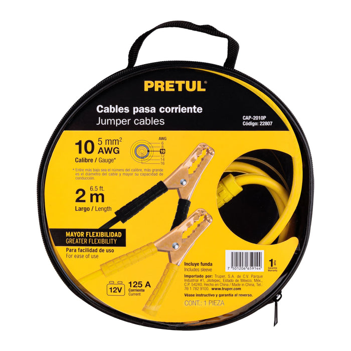 Cables pasa corriente 2 m, 125 A, 10 AWG, Pretul 22807 CAP-2010P