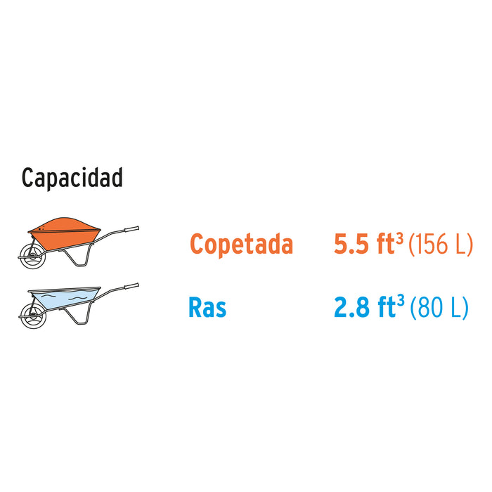 Carretilla 5.5 ft3 roja Imponchable, bastidor tubular,Pretul 20630 CAP-50FB