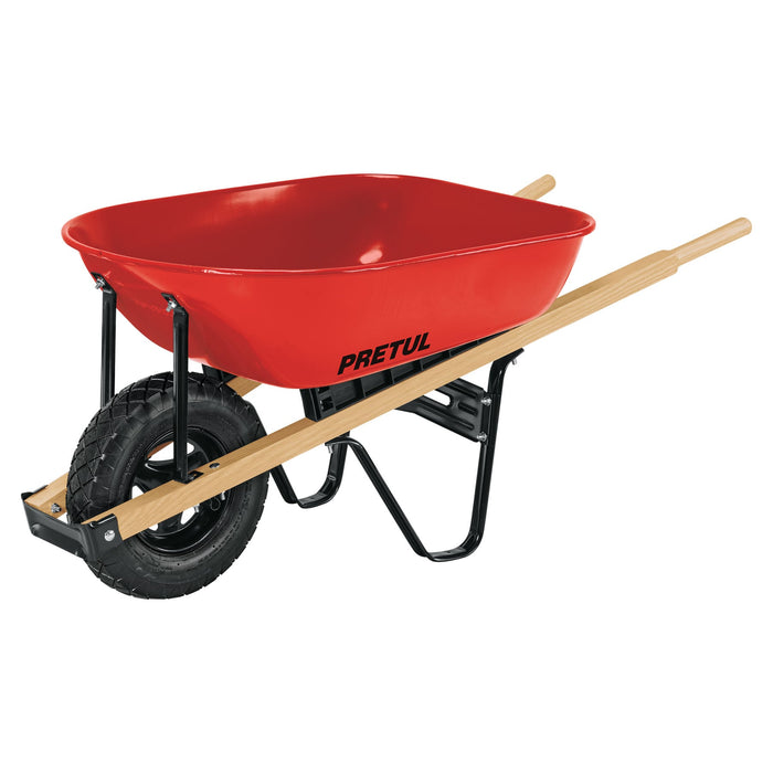 Carretilla 5.5 ft3 roja Neumática, bastidores madera, Pretul 20622 CAP-5WNDR