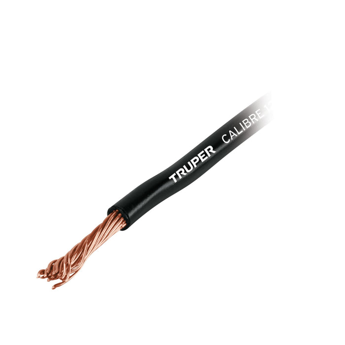 Carrete con 3.5 m de cable primario negro calibre 12, Truper 101115 CAPRI-12N
