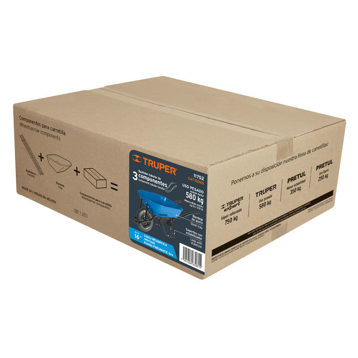 Carretilla 5.5 ft3 Neumática, bastidor tubular, Truper 11752 CAT-50ND