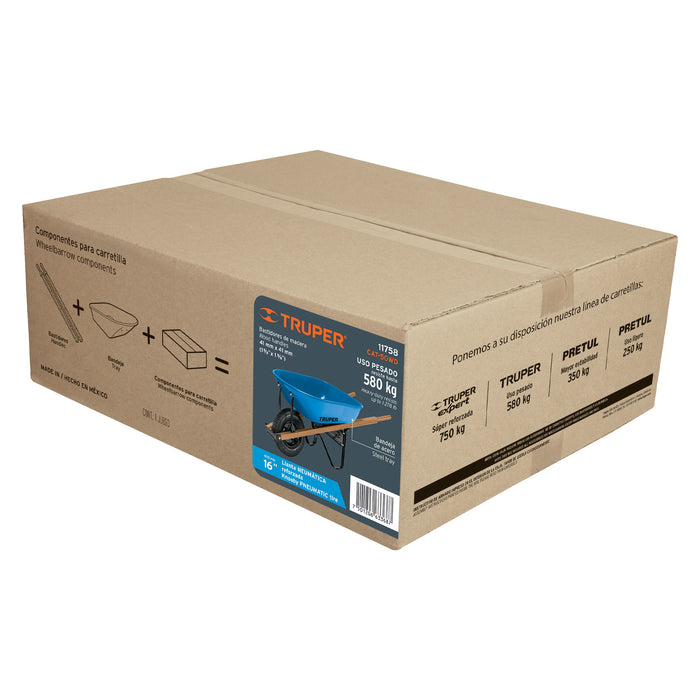 Carretilla 5.5ft3 Neumática, bastidor tubular, Truper 11758 CAT-50WD