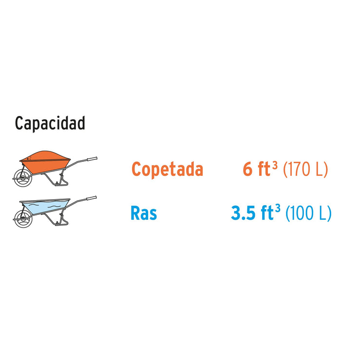 Carretilla 6 ft3 Imponchable, bastidor tubular, Truper 10255 CAT-60FF