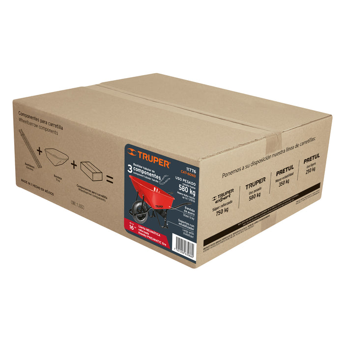 Carretilla 6 ft3 Neumática, bastidor tubular, Truper 11776 CAT-60ND