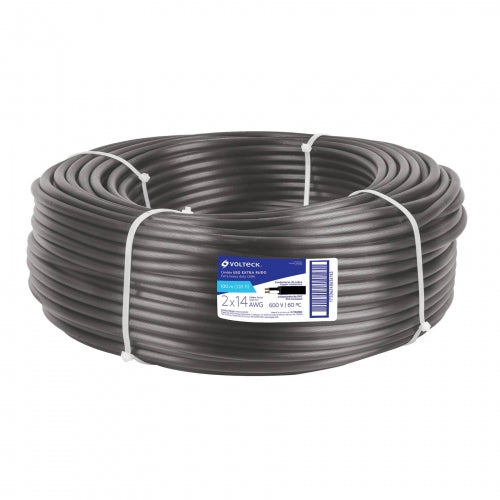 Metro de cable uso extra rudo 2 x 14 AWG en rollo de 100 m 40004 CAUR-214