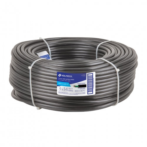 Metro de cable uso extra rudo 3 x 14 AWG en rollo de 100 m 40007 CAUR-314
