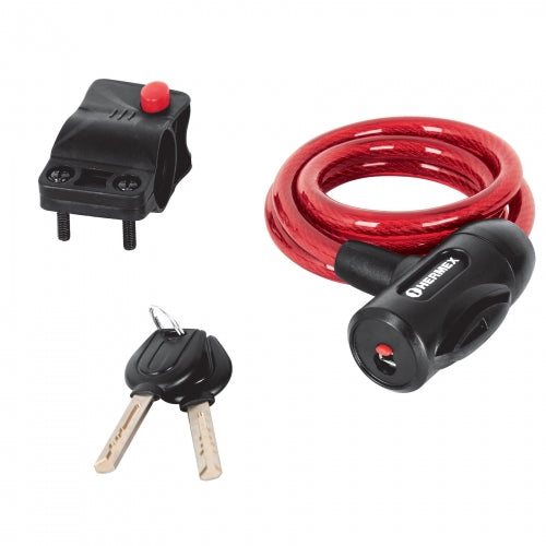 Candado de cable con llave, 10 mm X 1.0 m, Hermex 43922 CB-10