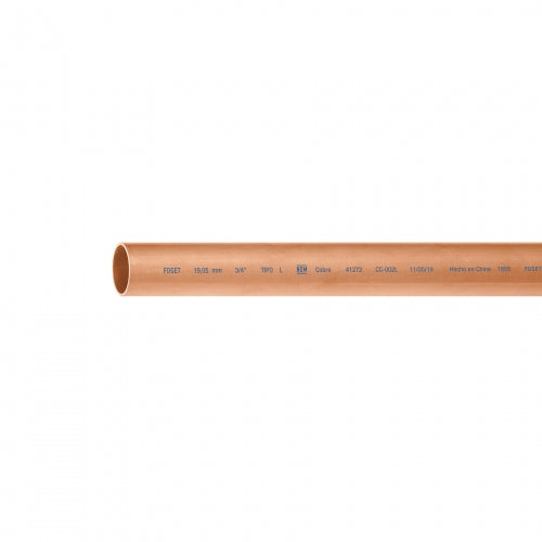 Tubo de 3/4' de cobre tipo 'L' , de 3 m, Foset 41272 CC-002L