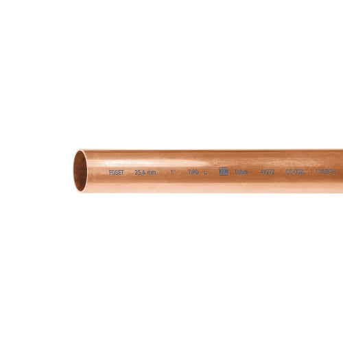 Tubo de 1' de cobre tipo 'L' , de 3 m, Foset 41273 CC-003L