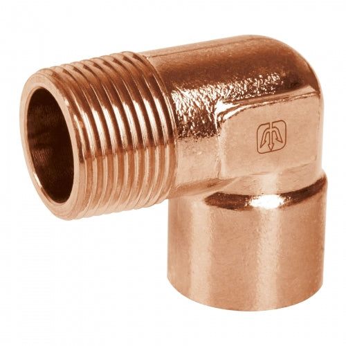 Codo 90° de cobre, rosca exterior 1/2', Foset 49647 CC-511