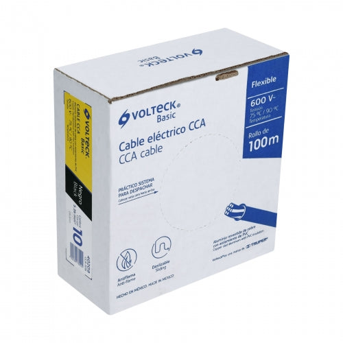 Rollo de 100 metros de cable THW CCA 10 AWG negro, Basic 40209 CCA-10N
