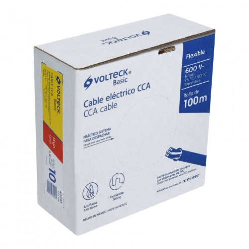 Rollo de 100 metros de cable THW CCA 10 AWG rojo, Basic 40210 CCA-10R