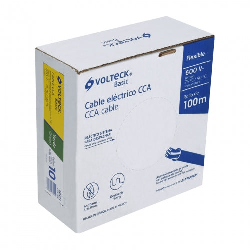 Rollo de 100 metros de cable THW CCA 10 AWG verde, Basic 40211 CCA-10V