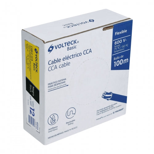 Rollo de 100 metros de cable THW CCA 12 AWG negro, Basic 40213 CCA-12N