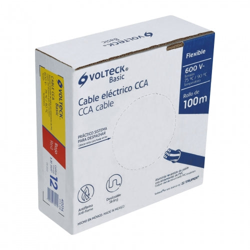 Rollo de 100 metros de cable THW CCA 12 AWG rojo, Basic 40214 CCA-12R