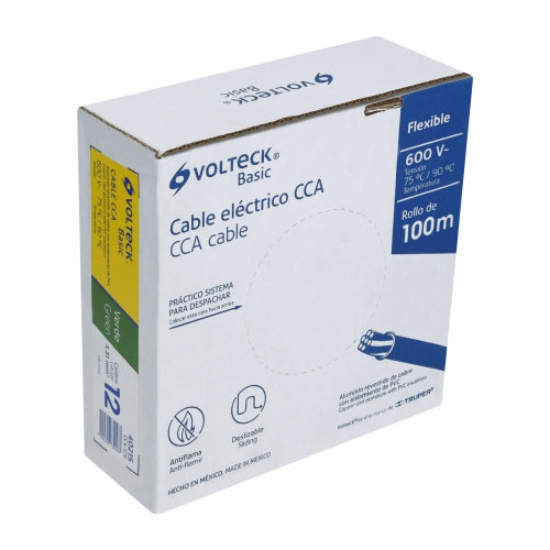 Rollo de 100 metros de cable THW CCA 12 AWG verde, Basic 40215 CCA-12V