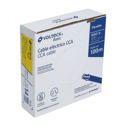 Rollo de 100 metros de cable THW CCA 14 AWG blanco, Basic 40216 CCA-14B