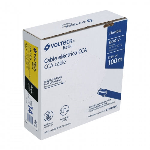 Rollo de 100 metros de cable THW CCA 14 AWG negro, Basic 40217 CCA-14N