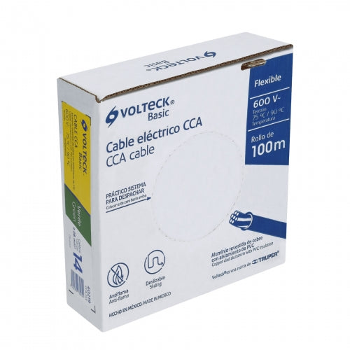Rollo de 100 metros de cable THW CCA 14 AWG verde, Basic 40219 CCA-14V